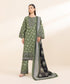 Women's Unstitched Cambric Green Embroidered 3 Piece Suit